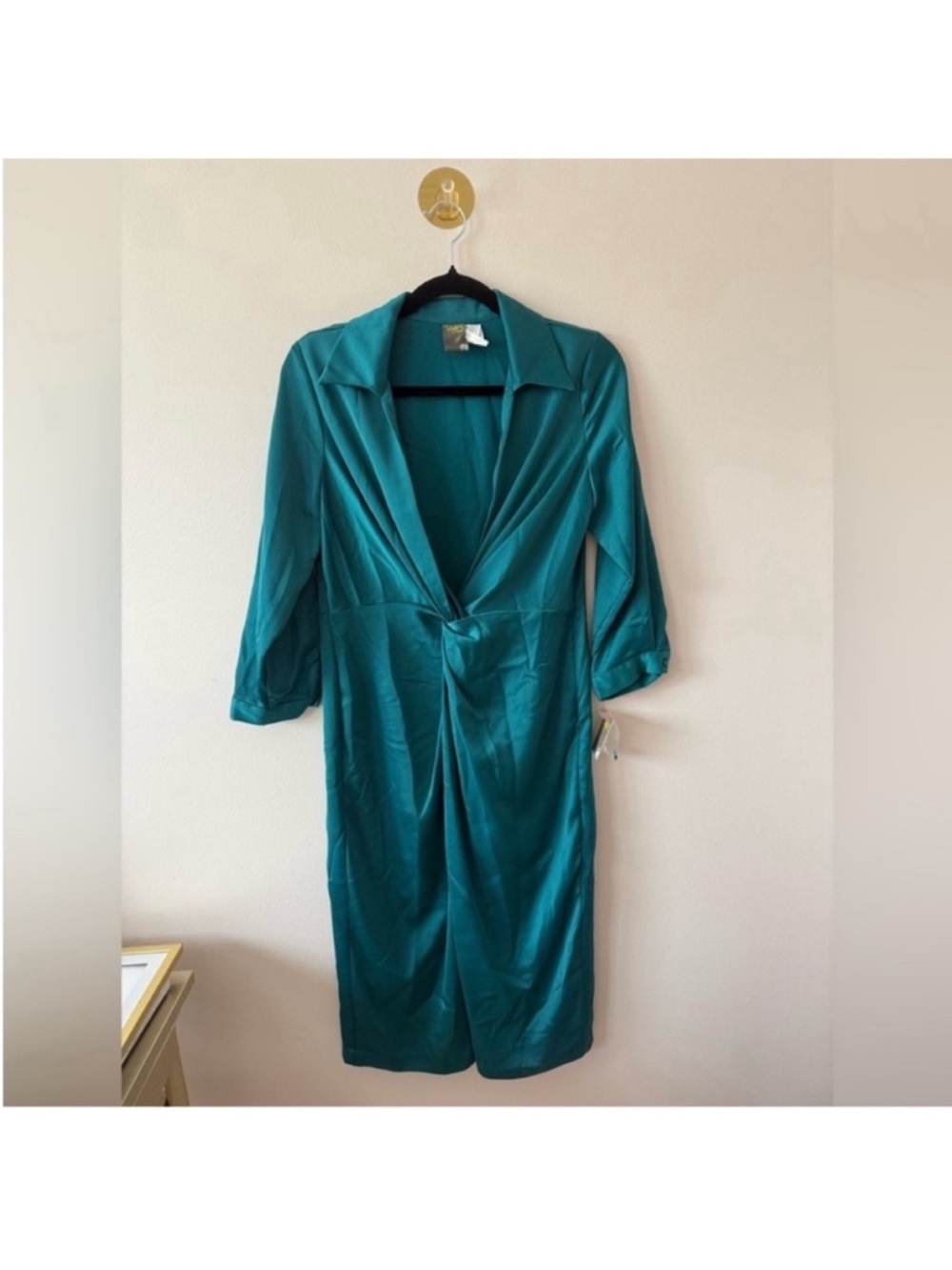 Taylor Green Faux Wrap Midi Dress NWT 8 petite